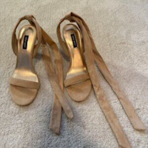 Nine West Faux Suede Ankle Tie Sandals.  New without box. Size 8.